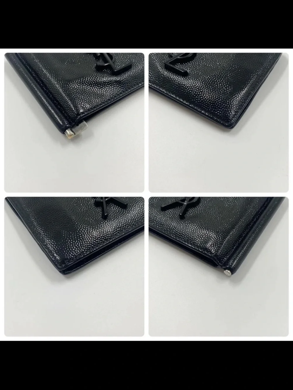 Saint Laurent Black Patent YSL Money Clip Wallet